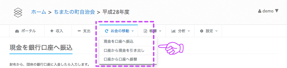 団体内のお金の移動
